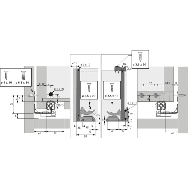 H Klizac Quadro 25 Push del.izvl.do 19mm/25kg 400mm (PAR) - slika 2
