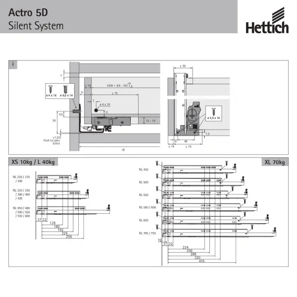 H Klizac Actro 5D Silent/Push potp.izvl./40 kg 450mm (PAR) - slika 3