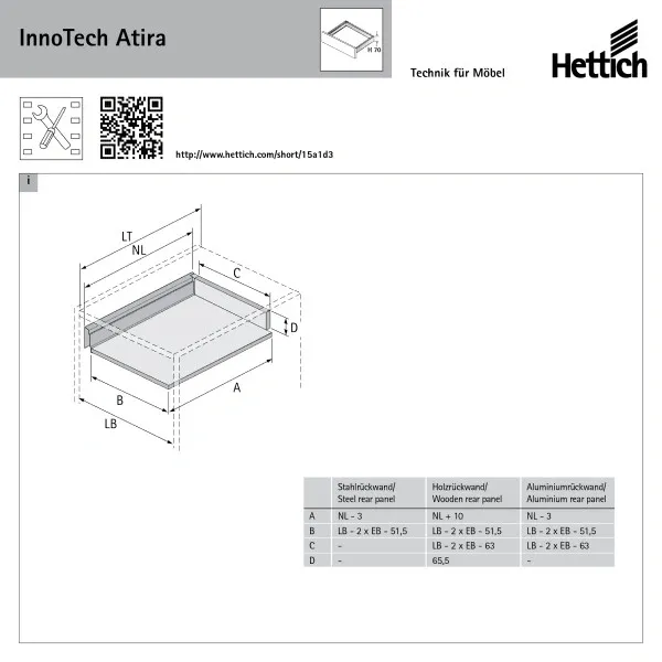 H Atira stranica fioke H70 520mm antracit (PAR) - slika 3